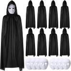MCM Group 120 cm Siyah Kapüşonlu Pelerin ve Boyanabilir Karton Maske 8’li Set - Lisinya