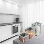 MCM Group 3 Lü Set Vakumlu Kare Saklama Kabı Akrilik Kristal 3 Boy Erzak Kabı (600-900-1300 Ml)