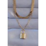 MCM Group 316L Çelik Gold Renk Çift Zincir Kilit Model Kolye - Lisinya
