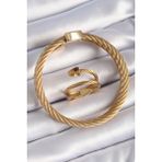 MCM Group 316L Çelik Gold Renk Sarmal Model Erkek Bileklik Yüzük Kombini - Lisinya
