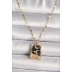 MCM Group 316L Çelik Gold Renk Zirkon Taşlı Ay Figürlü Tarot Model Kadın Kolye - Lisinya