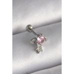 MCM Group 316L Çelik Gümüş Renk Pembe Zirkon Taşlı Sallantı Yıldız Detay Tragus Piercing