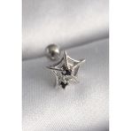 MCM Group 316L Çelik Gümüş Renk Siyah Zirkon Taş Detay Örümcek Ağ Tragus Piercing