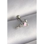 MCM Group 316L Çelik Gümüş Renk Zirkon Taş Detay Pembe Kalp İşleme Tragus Piercing