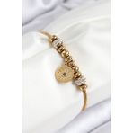 MCM Group 316L Çelik Zirkon Taşlı Göz Charm Model Gold Renk Kadın Bileklik - Lisinya
