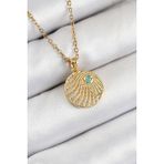 MCM Group 316L Çelik Zirkon Taşlı Madalyon Model Gold Renk Kadın Kolye - Lisinya