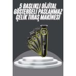 MCM Group 5 Başlıklı Şarjlı Tıraş Makinesi LED Ekran Saç Sakal Ense Tıraşına Uygun Bakım Seti