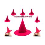 MCM Group Fuşya Renk Keçe Cadı Şapkası 6 Adet