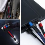 MCM Group Işıklı Anahtarlık Model 3 In 1 USB Çıkışlı Mikro,type-C ve Iphone Uyumlu Şarj Kablosu ( Lisinya )