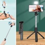 MCM Group Kendiliğinden Işıklı Masaüstü Tripod Olabilen Telefon Tutuculu Kablosuz Kumandalı Selfie Çubuğu ( Lisinya )