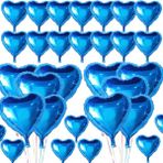 MCM Group Metalize Parlak Mavi Kalp Şekilli Uçan Balon Folyo 18 Inç 45 cm 25 Adet