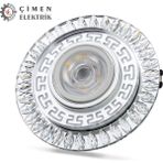 MCM Group Noas YL65 1757 Flora LED Çerçeveli 4000K + Mavi Yuvarlak Kristal Cam Spot Kasa - Priz ve Anahtar Için Uyumlu Çerçeve