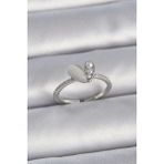 MCM Group Pirinç Gümüş Renk Ayarlanabilir Zirkon Taşlı Incili Beyaz Mineli Kalp Model Kadın Yüzük - Lisinya