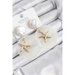 MCM Group Pirinç Incili Deniz Kabuğu Figürlü Sedef Model Gold Renk Kadın Küpe - Lisinya
