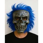MCM Group Wild Skull - Gümüş Kafatası Mavi Saçlı Iskelet Maske