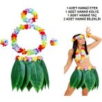 MCM Group Yetişkin Hawaii Kostüm Seti - Yaprak Etek Hawaii Set - 5 Parça - Lisinya