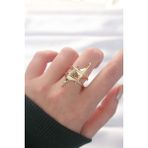 MCM Group Yıldız Model Gold Renk Ayarlanabilir Yüzük - Lisinya