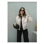 MÇmoda Kadın Kaşe Kumaş Mevsimlik Bomber Ceket
