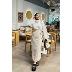 MÇmoda Krem Keten Karışımlı Yandan Bağlamalı Etek
