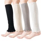 Mcool Mary Bacak ısıtıcıları kadınlar için kış uzun bacak ısıtıcıları fırfır örgü bacak ısıtıcıları sıcak uzun çizme çorap 4 çift, 4pairs-(beyaz, siyah, haki, gri), Regular