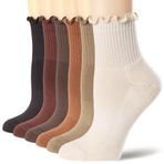 Mcool Mary Kadın Ruffle Atletik Çorap,Pamuk Yastıklı Ayak Bileği Çorapları,Kızlar için Sevimli Koşu Tenis Bisiklet Fırfırlı Mürettebat Çorabı, 6pairs (çok renkli), 37-40.5 EU