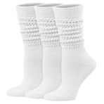 Mcool Mary Kadın Slouch Crew Çorap, Yumuşak Baldır Retro Scrunch Tüp Bot Çorapları Kadınlar için 3 Çift, 3pairs-beyaz, 5-11
