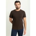 MCR Çizgi Desenli Kahverengi Slim Fit Bisiklet Yaka Erkek T-Shirt