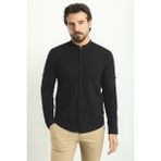 Mcr Çizgi Desenli Siyah Renk Slim Fit Hakim Yaka Uzun Kollu Erkek Gömlek