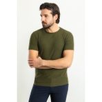 MCR Çizgili Haki Rengi Slim Fit Bisiklet Yaka Erkek T-Shirt - 2XL