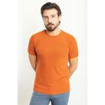 MCR Çizgili Kiremit Rengi Slim Fit Bisiklet Yaka Erkek T-Shirt - XL