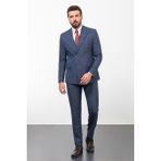 MCR Çizgili Lacivert Slim Fit Kruvaze Erkek Takım Elbise - 46 - 6 Drop