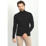 MCR Çizgili Siyah Renk Slim Fit Tam Balıkçı Yaka Erkek Kazak