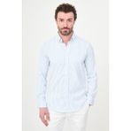 MCR Çizgili Slim Fit Dik Yaka Erkek Gömlek - Mavi