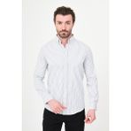 MCR Çizgili Slim Fit Dik Yaka Erkek Gömlek - Siyah - 2XL