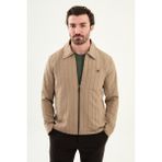 MCR Çizgili Slim Fit Gömlek Yaka Baharlık Erkek Mont - Bej - 52