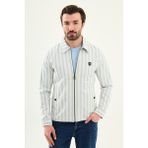 MCR Çizgili Slim Fit Gömlek Yaka Yandan Cepli Erkek Mont - Mavi - 58
