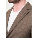 MCR Çizgili Slim Fit Mono Yaka Pantolonu Ipli Erkek Takım Elbise - Kahverengi - 6 Drop - 52