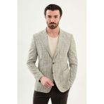 MCR Çizgili Slim Fit Mono Yaka Torba Cep Erkek Ceket - 50 - Haki