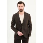 MCR Çizgili Slim Fit Mono Yaka Torba Cep Pantolonu Ipli Erkek Takım Elbise - Kahverengi - 6 Drop - 52