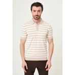 MCR Çizgili Slim Fit Polo Yaka Erkek Triko T-Shirt - Bej