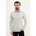 MCR Çizgili Slim Fit Uzun Kollu Erkek Gömlek - XL - Gri