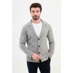 MCR Desenli Açık Gri Slim Fit Yün Erkek Triko Ceket