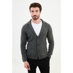 MCR Desenli Antrasit Slim Fit Yün Erkek Triko Ceket