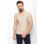 MCR Desenli Bej Rengi Slim Fit Apaç Yaka Erkek T-shirt - XL