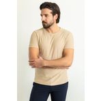 Mcr Desenli Bej Rengi Slim Fit Bisiklet Yaka Erkek T-Shirt
