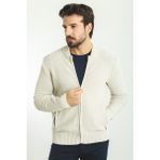MCR Desenli Bej Rengi Slim Fit Hakim Yaka Erkek Hırka - Açık Bej