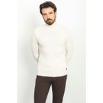 MCR Desenli Bej Rengi Slim Fit Tam Balıkçı Yaka Yün Erkek Kazak - Açık Bej