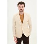 MCR Desenli Bej Slim Fit Torba Cep Mono Yaka Keten Erkek Ceket - 52