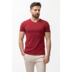 MCR Desenli Bordo Rengi Slim Fit V Yaka Basic Erkek T-Shirt - XL