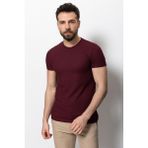 MCR Desenli Bordo Slim Fit Bisiklet Yaka Basic Erkek T-Shirt - 2XL
